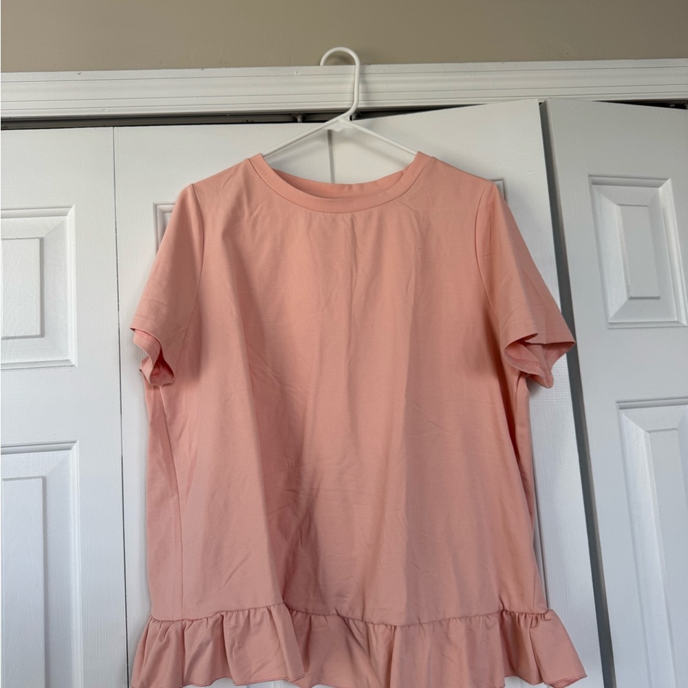 Pink Ruffle Hem T-Shirt